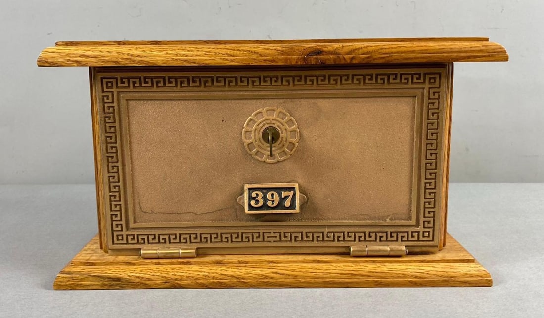 Vintage US Postal Bank Door Coin Box (1 of 3)