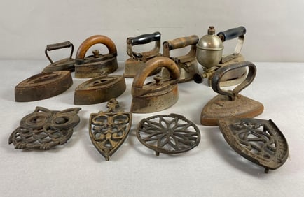 Group of 13 Sad Irons and More