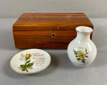 Cedar Chest With Porcelain Decor