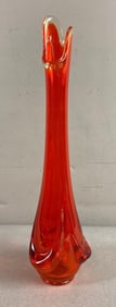 Vintage Viking Epic Drape Persimmon Orange Swung Glass Vase