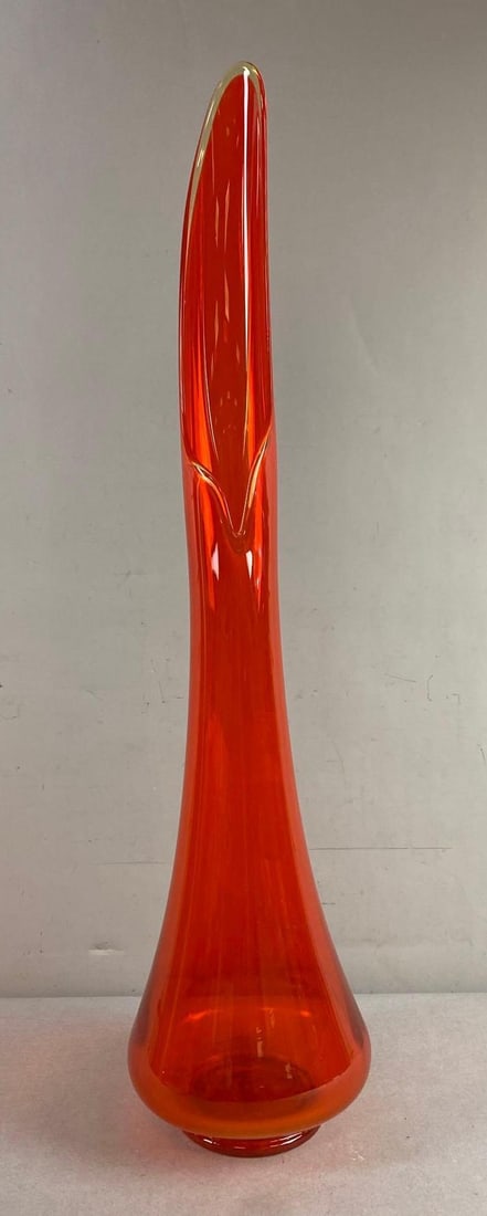 Vintage Viking Persimmon Orange Swung Glass Vase (1 of 2)