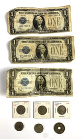 Group of 9 Assorted U.S. Currency and More