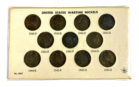 Group of 11 Untied States War Time Jefferson Silver Nickels