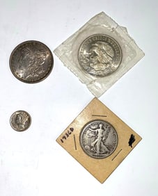 Group of 4 US and Mexico Silver Coins