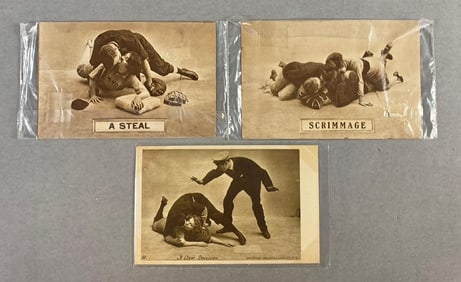 Group of 3 Vintage Baseball Themed Postcards