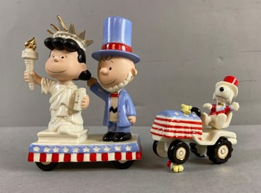 Group of 2 Lenox Peanuts Snoopy Independence’s Day Ceramic Figures