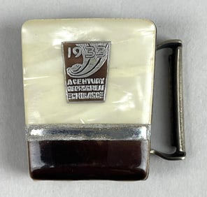 1933 Chicago World's Fair French Silver Plate Belt Buckle