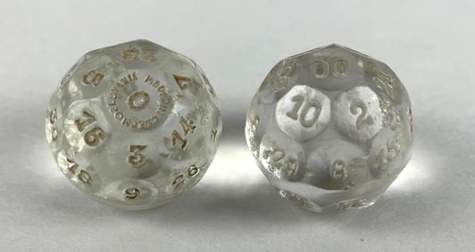 Group of 2 Czechoslovakian Fortune Telling Glass Dice