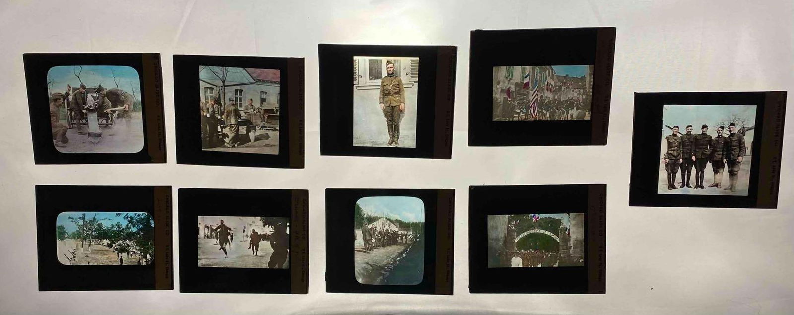 Group of 29 Vintage Negative Glass Slides: includes photos from WW1 and more. 1 slide measures L 4 x W 3 inches.