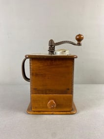 Vintage Hand Crank Wooden Grinder