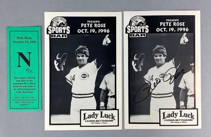 Pete Rose Signed Roger Craig’s Sports Bar Flyer and More