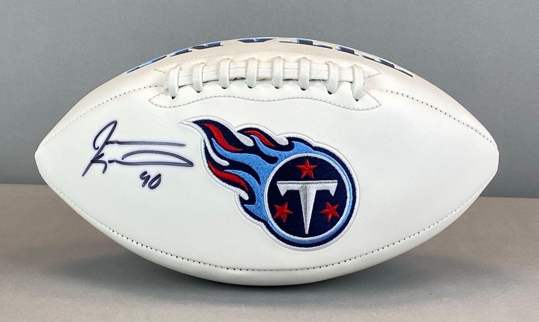 Jevon Kearse Signed Tennessee Titans Football: Includes JSA COA