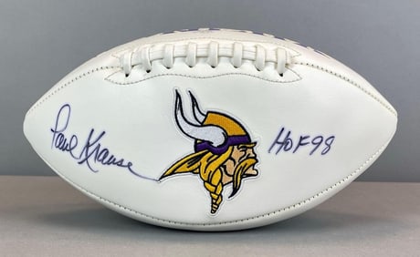 Paul Krause Signed Minnesota Vikings Football