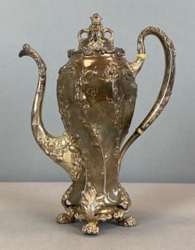Sterling Silver Marcus and Co Floral Motif Footed Coffee Pot