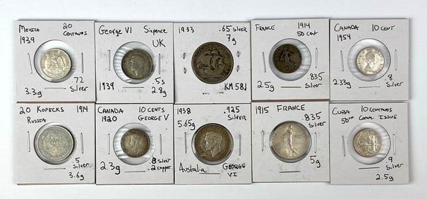 Group of 10 Assorted Foreign Coins