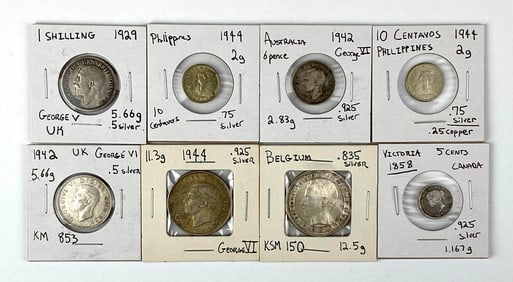 Group of 8 Assorted Foreign Coins