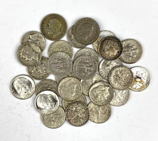 Group of 28 Assorted Silver Dimes