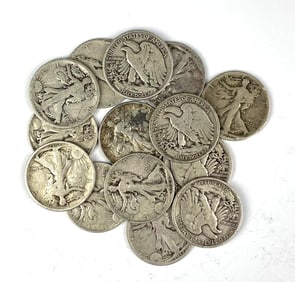 Group of US 14 Walking Liberty Silver Half Dollars