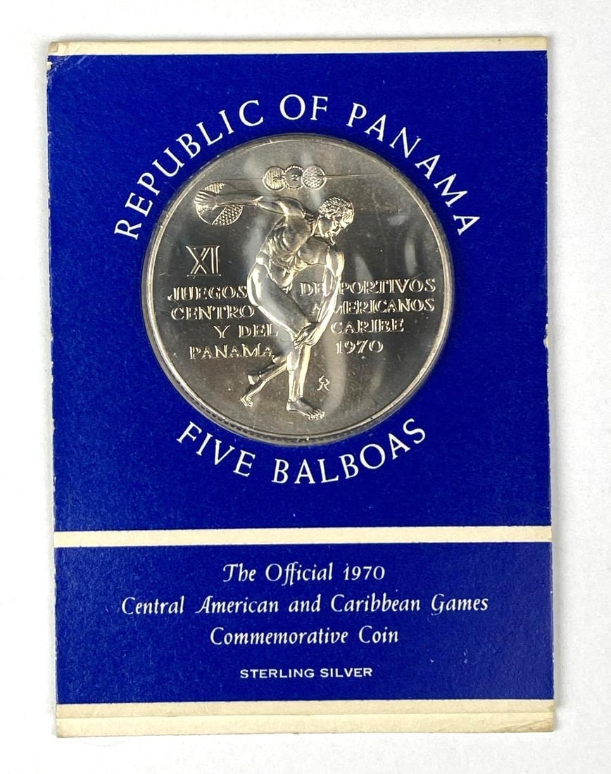 1970 Republic of Panama 5 Balboas Central America And Caribbean Games .925 Sterling Silver (1 of 2)