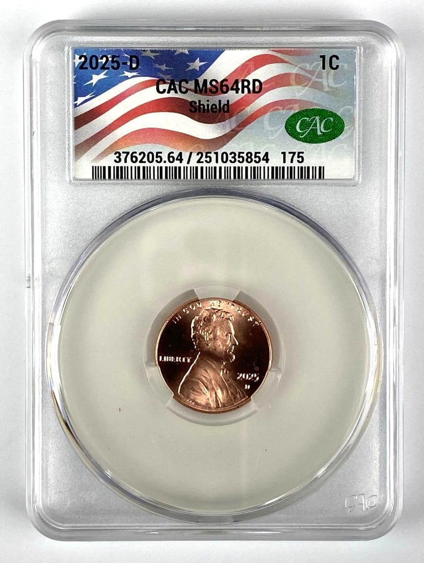 2025 D Lincoln Head Shield Cent CAC Graded MS64RD (1 of 2)