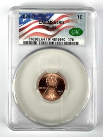 2025 D Lincoln Head Shield Cent CAC Graded MS64RD