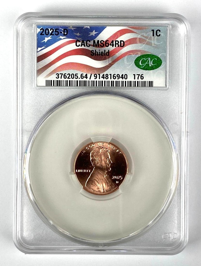 2025 D Lincoln Head Shield Cent CAC Graded MS64RD (1 of 2)