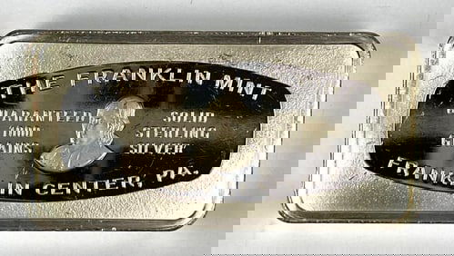 1974 The Franklin Mint 1000 Grain 2 oz .925 Sterling Silver Ingot/ Bar