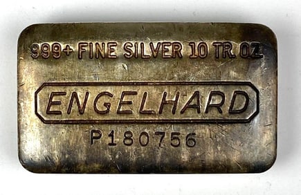 Engelhard 10 oz .999 Fine Silver Ingot/ Bar