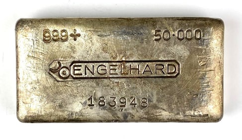Engelhard 50 oz .999 Fine Silver Ingot/ Bar
