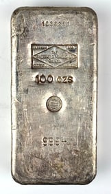 The Sheffield Smelting 100 oz .999 Fine Silver Ingot/ Bar