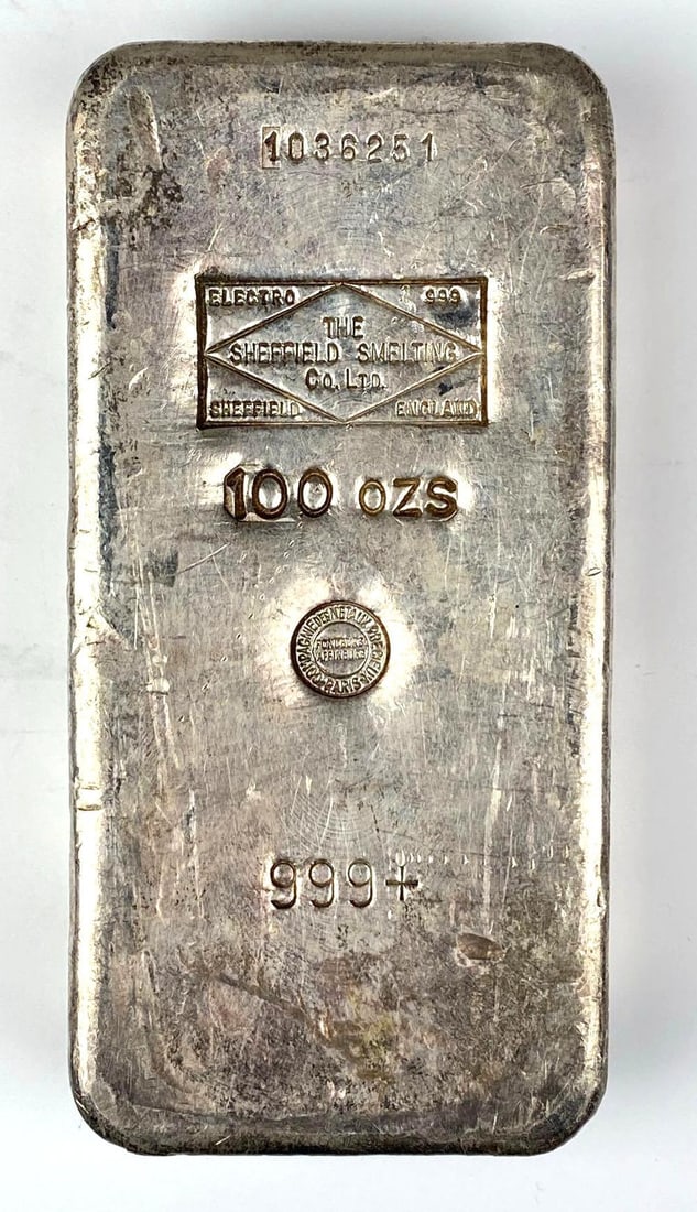 The Sheffield Smelting 100 oz .999 Fine Silver Ingot/ Bar (1 of 2)