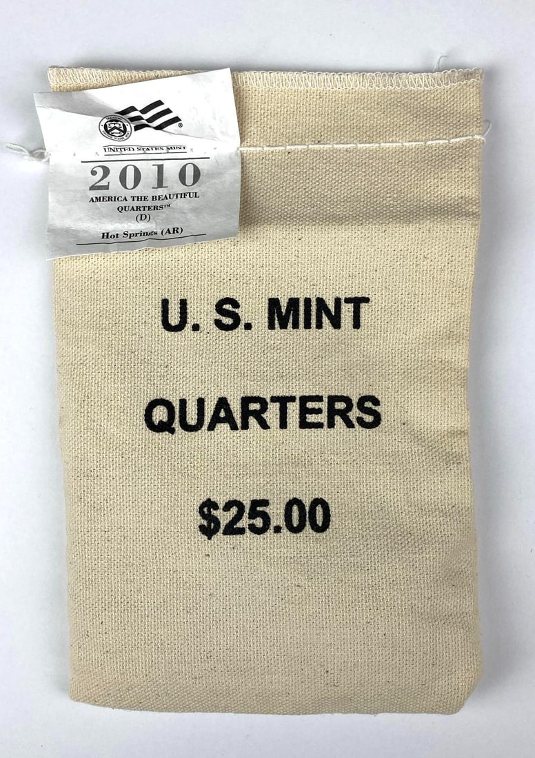 2010 D $25 US Mint ATB Hot Springs Arkansas in Original Canvas Bag (1 of 2)