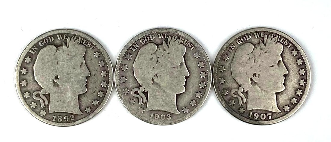 Group of 3 US Barber Silver Half Dollars (1 of 2)