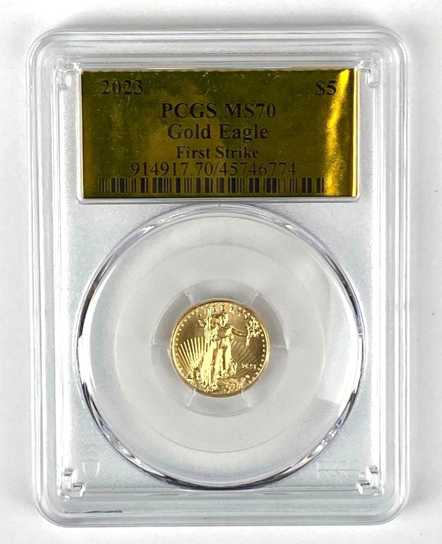 2023 US Mint Gold Eagle $5 1/10 oz PCGS Graded MS70 (1 of 2)