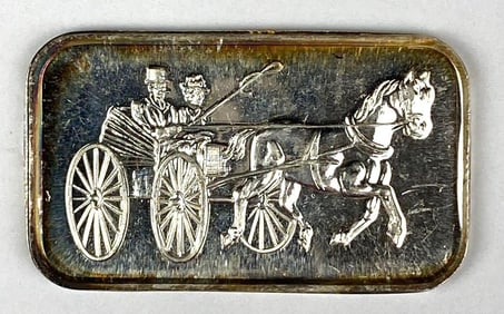 Silvertowne Horse and Buggy 1 oz .999 Fine Silver Ingot/ Bar