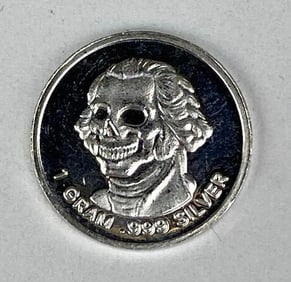 Skeleton George Washington 1 Gram .999 Fine Silver Round