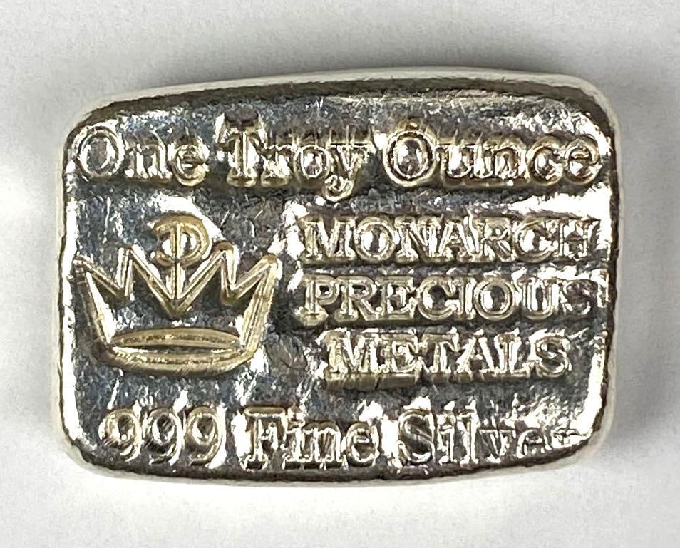 Monarch Precious Metals 1 oz .999 Fine Silver Ingot/ Bar (1 of 2)