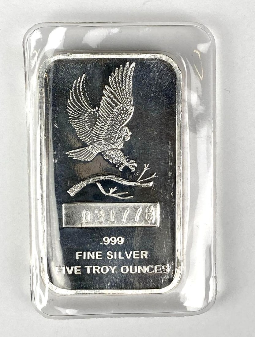 Silvertowne Eagle 5 oz .999 Fine Silver Ingot/ Bar (1 of 2)