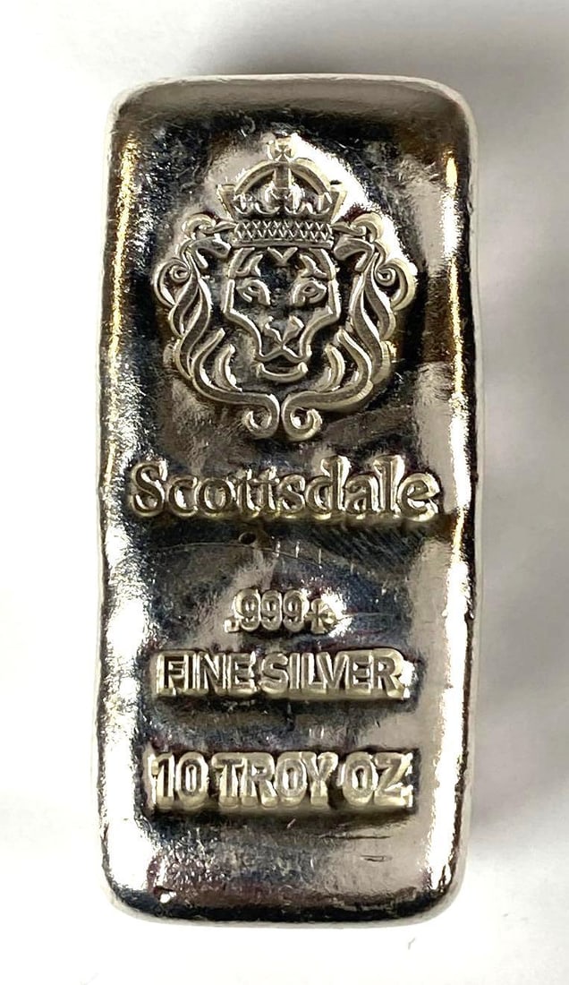 Scottsdale Mint Lion 10 oz .999 Fine Silver Ingot/ Bar (1 of 2)