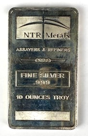 NTR Metals 10 oz .999 Fine Silver Ingot/ Bar