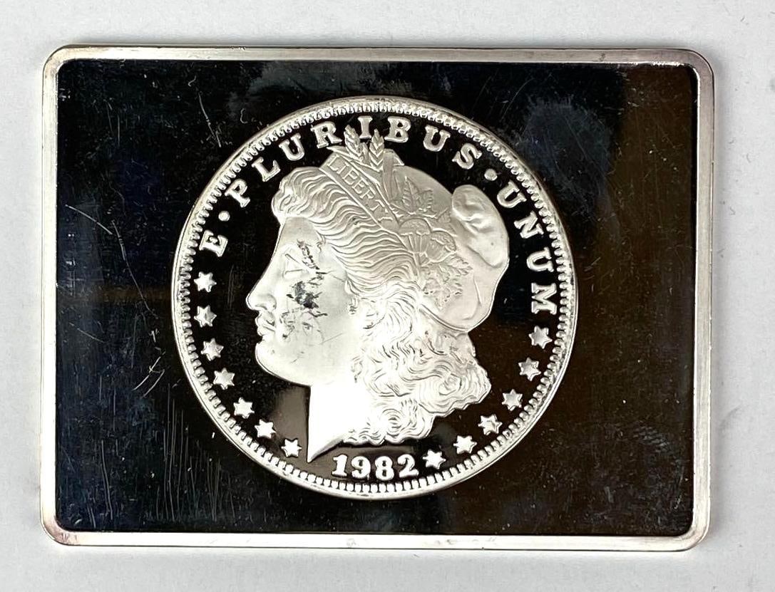 1982 Morgan Design 2 oz .999 Silver Ingot/ Bar (1 of 2)