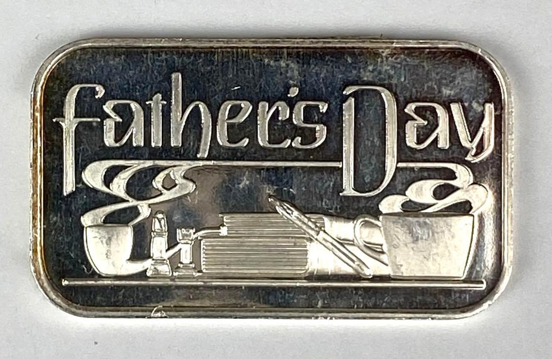 1990 Silvertowne Fathers Day 1 oz .999 Fine Silver Ingot/Bar (1 of 2)