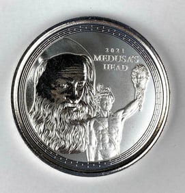 2021 Gibraltar 1 Pound Medusas Head 1 oz .999 Fine Silver Coin