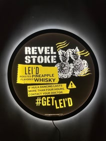 Revel Stoke Lei'd Pineapple Whisky LED Light-Up Advertising Sign