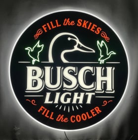 Busch Light Beer / Ducks Unlimited LED Light-Up Advertising Sign