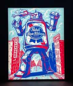 Pabst Blue Ribbon Beer Robot LED Light-Up Advertising Sign