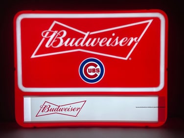 Budweiser Beer Chicago Cubs LED Light-Up Advertising Sign