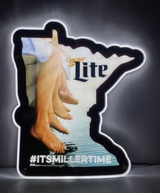 Miller Lite Beer Minnesota Lake LED Light-Up Advertising Sign