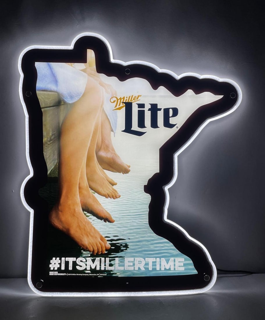 Miller Lite Beer Minnesota Lake LED Light-Up Advertising Sign (1 of 2)