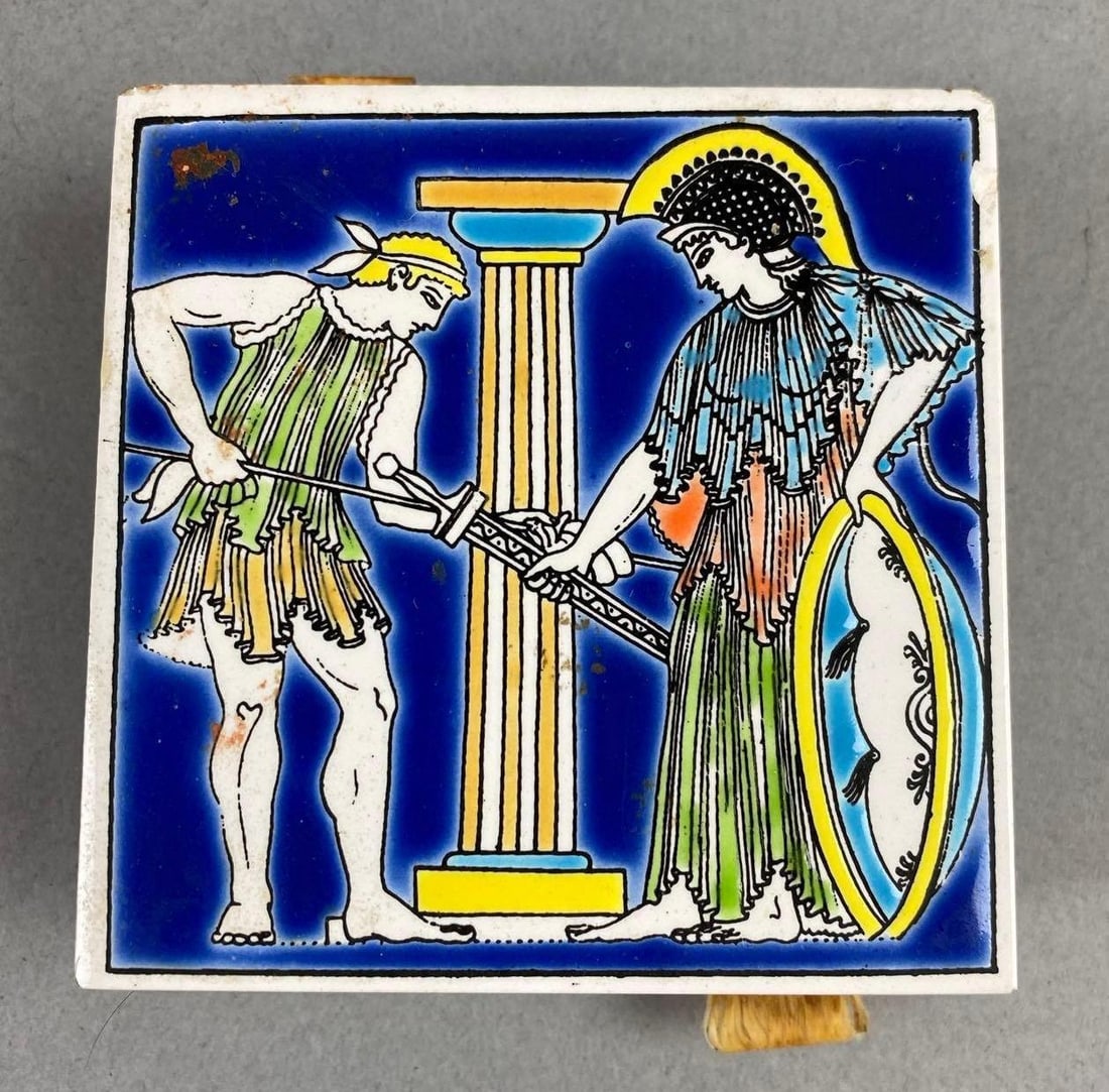 Vintage Handmade Smaltotechniki Ceramic Match Stick Holder (1 of 3)